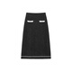 PEACEBIRD Women's Skirt Small Fragrant Style Exquisite Elegant Lapel Mid-Length Sequin Suit Black Long Skirt M