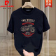 Pierre Cardin Marca moderada Camiseta de algodón corto de algodón corto para hombres en la motocicleta retro de verano Impresión del hombro delantero Camiseta media manga de cuello redondo para hombres 683 White XL (recomendado 135-150Jin [Jin iguala 0.5 kg])