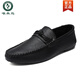 Zapatos de gorro de pájaros carpinteros trabajos de negocios coreanos zapatos de cuero casual de cuero transpirable y versátiles zapatos para hombres 2025 Spring D826 Negro 39 Pequeño
