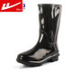 Pull back men's shoes, rain boots, water boots, high-top work shoes, mid-top black HL81842 size, please contact customer service for other sizes