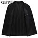 SUSTYLE high-end luxury men's suit suit men's spring and autumn business plus fat double-breasted groom's suit jacket men's black two-piece suit 2XL 185