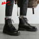 Huili Men's Shoes Martin Boots Men's British Trendy Shoes Winter Plus Velvet retro motocicleta botas para hombres de trabajo