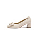
Red Dragonfly Leap Moon Shoes High Heels 25 Spring Thick Heels Women's Shoes Pointed toe Workplace Small Leather Shoes Single Shoes WLB15124 Beige White 37
