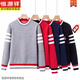 Hengyuanxiang Teenagers Junior High School Students High School Students Half Turtleneck Cardigan Thickened Teenage Boys Warm Sweater Bottoming Shirt High Quality Gray (Round Neck) 2025 Autumn and Winter New Product 3XL