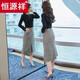 Hengyuanxiang single skirt houndstooth plaid mid-length skirt for women autumn and winter new high waist slit hip-covering one-step skirt autumn houndstooth L