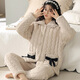 Mandelefin Winter-Pyjama dreischichtige Baumwollladien Korallenmerze verdickte Plüsch-Set-Hauskleidung Herbst und Winter 2023 Neues Modell 12127 Frauen XL (120-140jin [Jin entspricht 0,5 kg]))