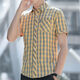 Kurzärmeliges Kurzärmel-Streifenhemd 2025 Sommer Dünn Business Professional Plaid gut aussehende trendige, lässige Innenhemd HT829 Hellblau M 90-105jin [Jin ist gleich 0,5 kg] tragen