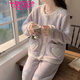 Modal coral velvet pajamas for women in autumn and winter plus velvet thickened cardigan set sweet and cute flannel for outdoor wear home clothes 3880-Pineapple style M