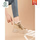 Specht Innere erhöhte Schneestiefel für Frauen 2023 neue verdickte Baumwollschuhe Winter plus Samt -Turnschuhe kleine dicke Sohle 10 cm Lk 7333 Gold Single Layer 36