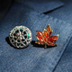 Taiwan art high-end men's brooch light luxury business suit accessories iris collar pin collar buckle maple leaf baroque badge iris cufflinks (1 pair of floating gift box)