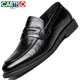 CARTELO Men's Leather Shoes Soft Sole Slip-On Business Casual Shoes Loafers Breathable Slip-on Leather Shoes Men's 9906 Black 40