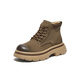 Bestou Wintereinkaufszentrum Neues echtes Leder und Fleece Retro Workwear Martin -Stiefel Dicke Ferse Herren Kurzstiefel S0818DD4 Khaki Fleece Lip 41