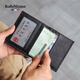 Rollsminjor Britische leichte Luxusmarke Echtes Leder Dünne Herren kleine Brieftasche Top-Schicht Cowhide Multi-Card Short Wallet Gift Box Schwarz 9,5*1*10,5 cm
