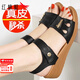 Red Dragonfly Genuine Leather vacas Tendón de vaca Sandalias de tacón para mujeres en verano Suele suave y cómodos zapatos planos sin deslizamiento para madres