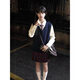 
Her style 2691 people collect original jk uniforms with long sleeves tops in college style wear V-neck sweater vest horse (long shirt + navy blue vest + black JK skirt + stripes 1 M 42
