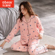 Funny Bear Pyjamas für Frauen in Sommer-langärmelige Hosen für Frauen im Frühjahr und Herbst und Winter Strickjacken losen lässige Baumwolle große Heimkleidung Nshzy-9755 m