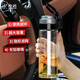 希诺玻璃杯单层加厚男士水杯耐热透明茶杯女大容量杯子 695ml 送黑色提绳杯套 玻璃款60