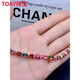 TOAY Tourmaline Bracelet Women Rainbow Tone Color Beautiful Crystal Good Texture Stick 925 Silver Seiko Inlaid Birthday Gift Tourmaline Bracelet