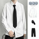 Shelijia People Blanc Shirt à manches longues Men de couple lâche Suite DK Style coréen TRENDY Student Graduation Class Photo Vêtements Casual Hommes Men Shirt White + Tie + pantalon M