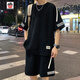 Aemape Casual Sports-Anzug Herren Sommer Neues lose Eisseide Kurzärärmelte T-Shirt für Männershorts mit hübschen Herrenhorts fks653 Khaki Anzug xl ca.