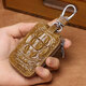 Bozi eignet sich für echte Leder -Krokodilmuster für Herren Auto Fernbedienung Schutzschutzschlüsselbeutel Männern universelle Taille Hanging Keychain Lock Black Crocodile Muster/Echtleder (M13662)