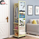 Mirador de aderezo de Ueue Ropa colgante Hanger Integrado de cuerpo completo Gabinete de almacenamiento del espejo del espejo del espejo del hogar del dormitorio del dormitorio móvil Espejo de un blanco cálido