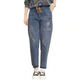 Xueche 2025 Elastic Guangzhou xintang Jeans Джинсы женский случайные брюки с гаремами высокая талия осенняя эластичная талия девятиточечная брюки 9905 Модель [вышитый цветок] Эластичная эластичная талия M Рекомендуется 100-115Jin [Jin Equals 0,5 кг]