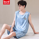 Catman Miiow Summer Ice Seide Pyjamas für Jugendliche dünne extra Größe Herrenweste ärmellose Shorts Home Clothing Set 9904 ICE Seidenmodell 80-Jin [Jin entspricht 0,5 kg]