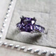 Library selected purple zircon 5A super flash fire color copper plated K gold color retention LY03 simulated tanzanite gemstone ring 06 main stone 10*8mm US size 6