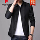 Pierre cardin lapel new jacket for men spring and autumn thin business casual middle-aged daddy suit men solid color jacket 1048 dark blue XL