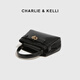 CHARLIE&KELLI CK brand light luxury bag women's bag crocodile pattern Kelly bag women's handheld crossbody bag Valentine's Day birthday gift black Beijing warehouse delivery free brand gift bag
