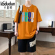Kaduton 13-15-jährige Junior- und Senior High School-Schüler trendige T-Shirts für Teenager gutaussehende kurzärmelige Anzüge für 12-jährige Kinder-Shorts-Anzüge D3523-5 White Suits L empfohlen 100-115jin [Jin gleich 0,5 kg]