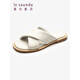 
Le saunda (le saunda) [soft bread] summer new genuine leather flat solid color sheepskin wears one-line sandals women's shoes 12801 3M black BKK 34