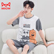 Cat Man (Miiow) reines Baumwoll-Pyjamas Teen loser großer Home-Kleidungs-Set Sommer Kurzarm Cartoon Sommer-Männer Kurzarm Shorts-Q1392 karierte lächelnde Gesicht XL Standard Männer [130-145jin [Jin gleich 0,5 kg]]