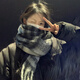Bo Na Ling Scarf Women's Winter New Korean Retro Plaid Couple Shawl Thickened Warm Scarf as a Gift for Boyfriend Couple Scarf Black Gray