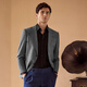 Par Creations [Ferla] Gaoke Pure Wool Blazer for Men's Business Casual Breasted Suit Top Smoke Grey 46 (170 / 88A)
