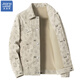 Jeanswest quilted thickened corduroy jacket men's autumn and winter cotton shirt jacket lapel work jacket full-bottom printing trend thickened off-white L