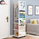 Mirador de aderezo de Ueue Ropa colgante Hanger Integrado de cuerpo completo Gabinete de almacenamiento del espejo del espejo del espejo del hogar del dormitorio del dormitorio móvil Espejo de un blanco cálido