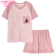 
Modal pajamas for women in summer short-sleeved pure cotton 2025 new Korean style student cute home clothes thin large size two-piece set short-sleeved suit--G6636 M [80-100Jin[Jin equals 0.5 kg]]
