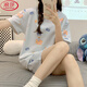 浪莎（LangSha）新款睡衣女夏季棉质短袖短裤爆款可爱宿舍甜美薄款两件套装家居服 1047小狗 L 100-110