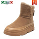 Botas de nieve integradas de pelaje de cartelo para mujeres, espesas, espesas, plátulas, lujosos, espesados zapatos de algodón calientes 2025 nuevas botas de algodón de martin botas de algodón cortas khaki 36