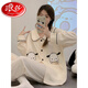 
LangSha pajamas (LangSha) women's spring and autumn pure cotton long-sleeved junior high school student cardigan home clothes for outdoor wear set 2024 new ESY-A687 M