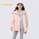 Balabala girls' jacket autumn clothing medium-large children's fashionable hooded mid-length velvet warm jacket Fantasy powder 00366 160 cm