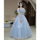 Blue banquet evening dress for women 2024 new high-end fugitive princess toasting dress fairy light luxury annual party dress blue long 4XL non-refundable and non-exchangeable