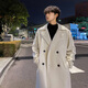 NEW OR MODE Korean style British mid-length woolen coat men's autumn and winter new handsome windbreaker jacket trendy brand high-end top dark gray XL