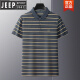 吉普（JEEP）高档夏季条纹T恤衫棉刺绣中年P0LO衫爸爸装现货保罗上衣男士新品 7371-深灰 M 48