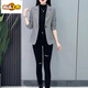 Chudiao Houndstooth Small Suit Jacket Women 2025 New Spring and Autumn Korean Style Casual Douyin Suit Top Brown Color Houndstooth Brooch Randomly Send 4XL Recommended 135-150Jin Jin is equal to 0.5 kg