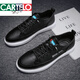 
CARTELO men's shoes for summer breathable and versatile men's flat shoes casual leather shoes sports white trendy shoes men beige (N695) 43
