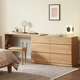 Original elements all solid wood drawer cabinet dresser white oak one-piece multifunctional floor-standing storage cabinet dressing table M2031 wide six drawers + L table without stool - white oak