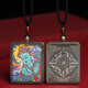 Nian Dao Tibetan Regong hand-painted thangka pendant white green Tara yellow God of Wealth Medicine Buddha men and women Tibetan Buddha amulet necklace pendant Green Tara style 2